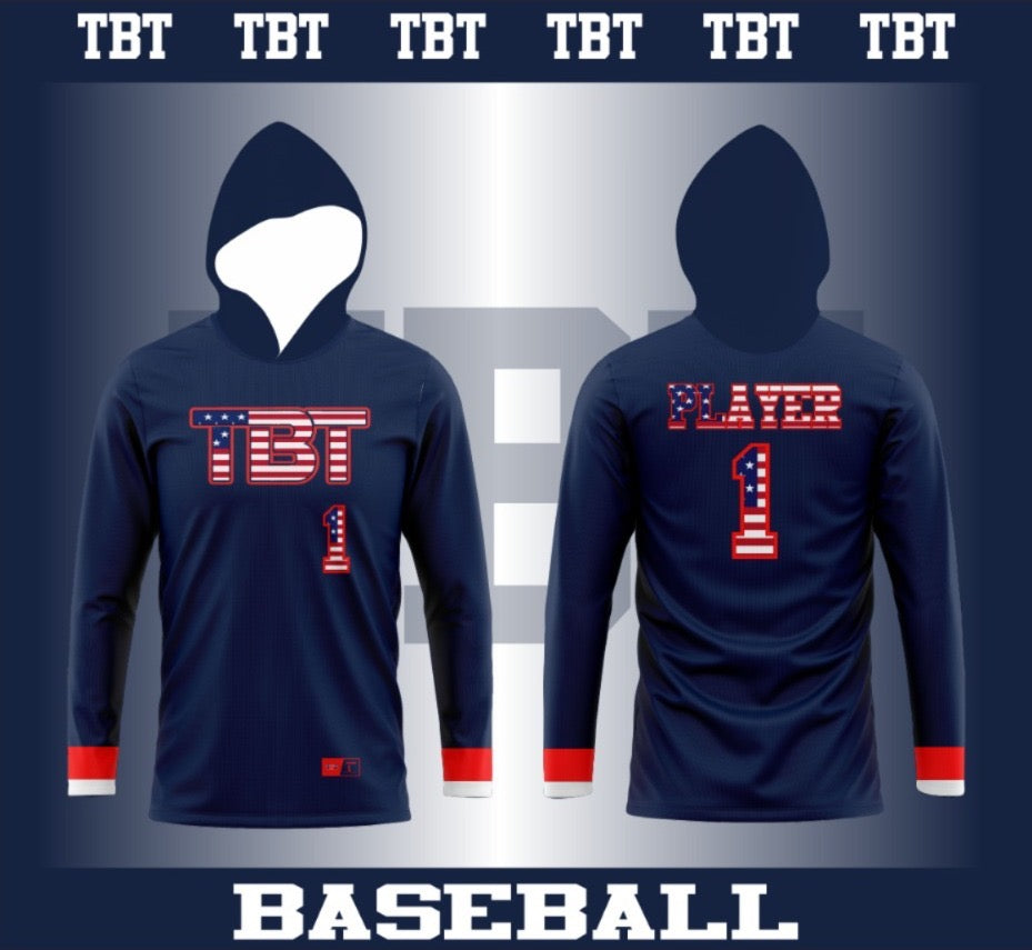 Long Sleeve Hoodie: Navy Blue