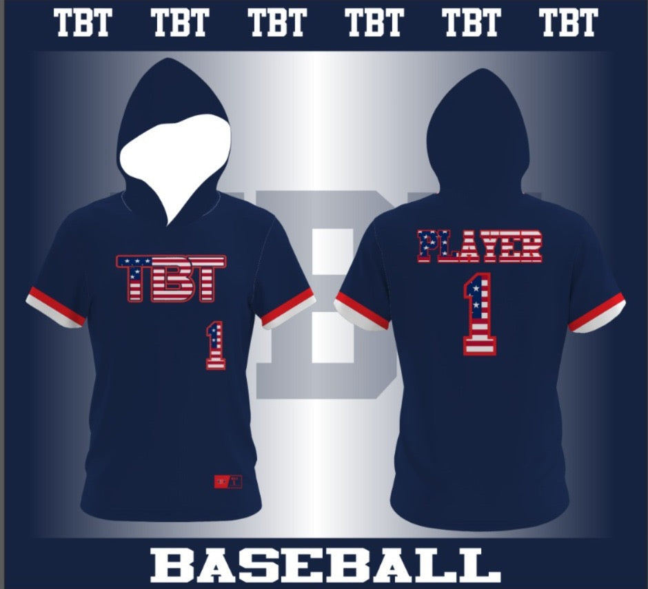 Short Sleeve Hoodie: Navy Blue