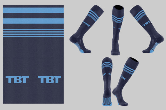 8U/14U Socks #1: Navy & Light Blue